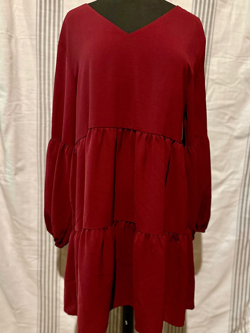 Womens Large Tunic Dress V Neck Casual Flowy Swing Shift Loose Boho Mini Dress